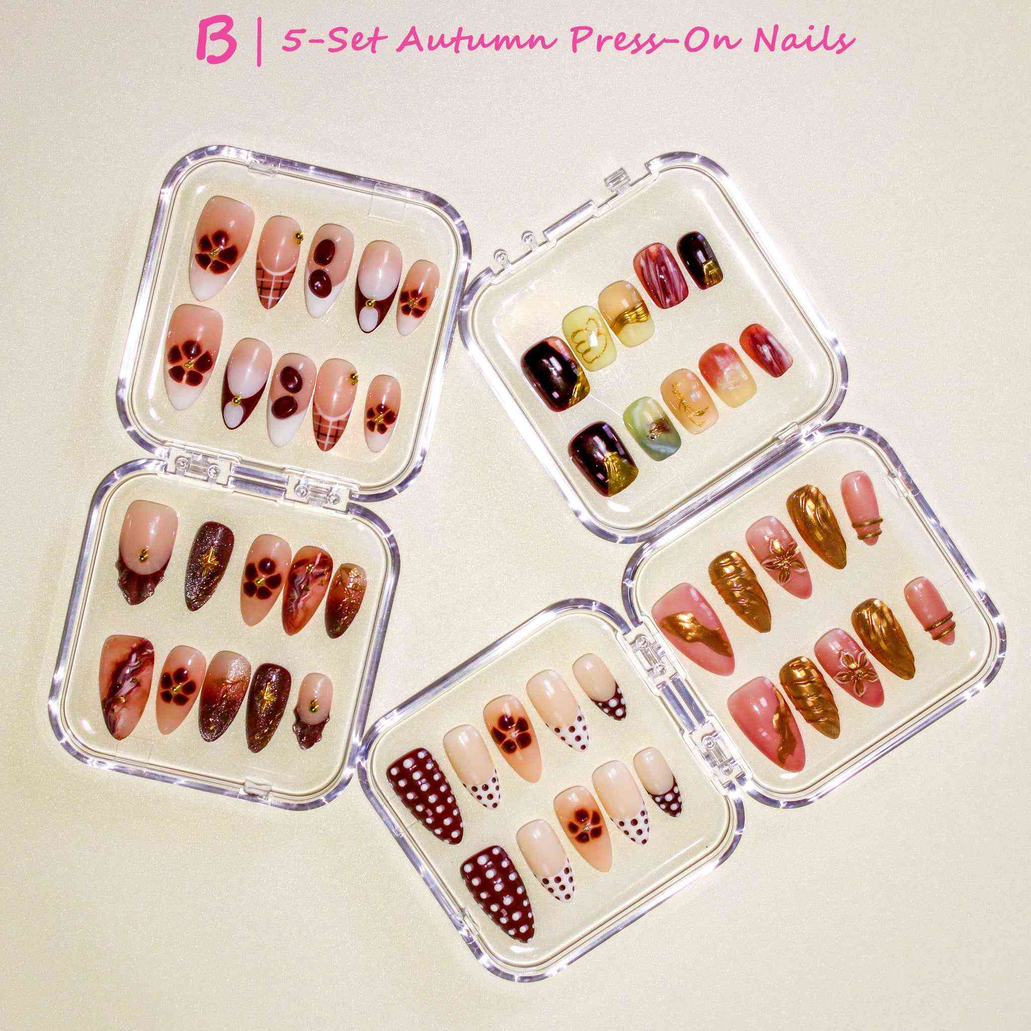 5/10-Set of Autumn-Winter reusable Press on nails by Tennail
